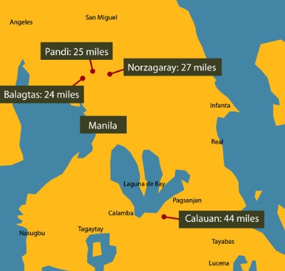 Sites de relogement autour de Manille